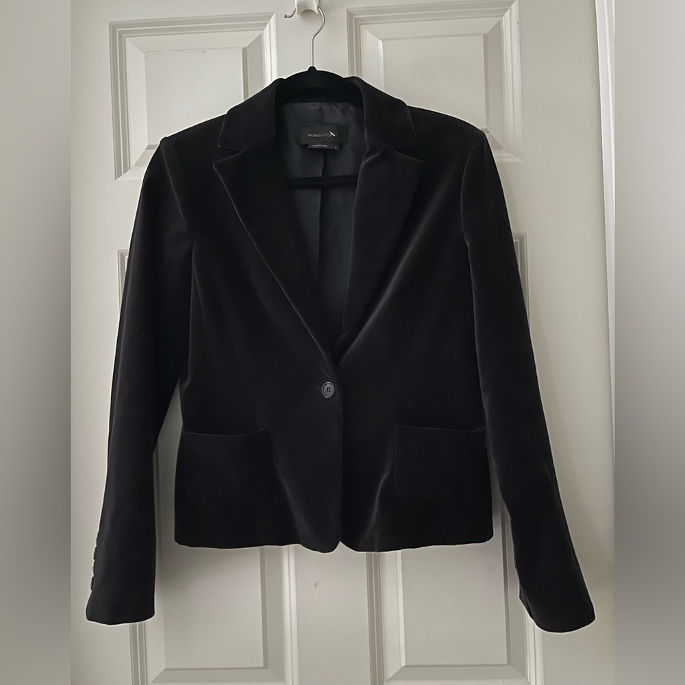 Women's Long Sleeve V Neck Black Velvet Blazer
Jacket Single Button S Holiday